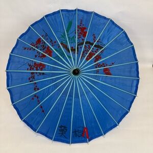 Epcot Hand Painted Japan China Bamboo Wood Umbrella Parasol